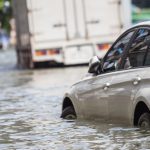 Car,Parking,On,The,Street,And,Show,Level,Of,Water