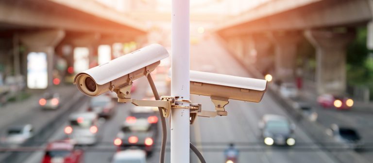 Closeup,Of,Traffic,Security,Camera,Surveillance,(cctv),On,The,Road